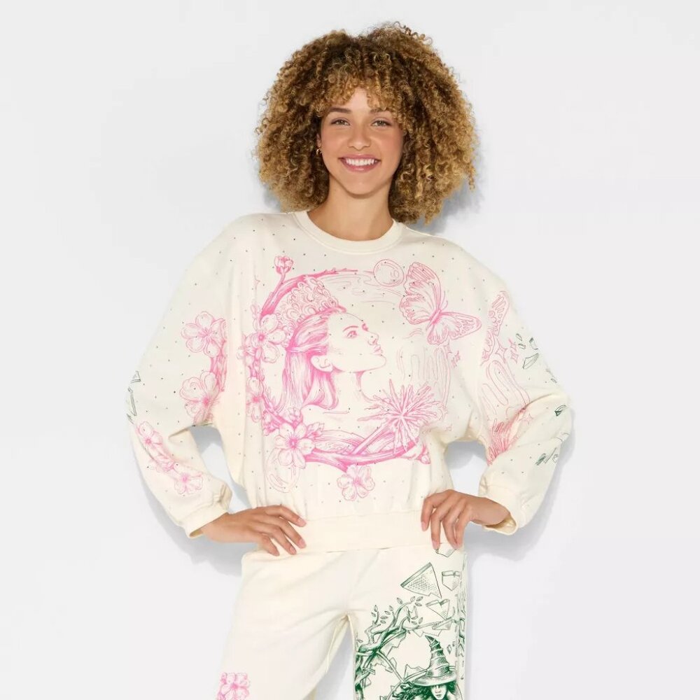 Wicked Katie Kime Target Good Bad  Pullover Sweatshirt Cream Extra Small NWT